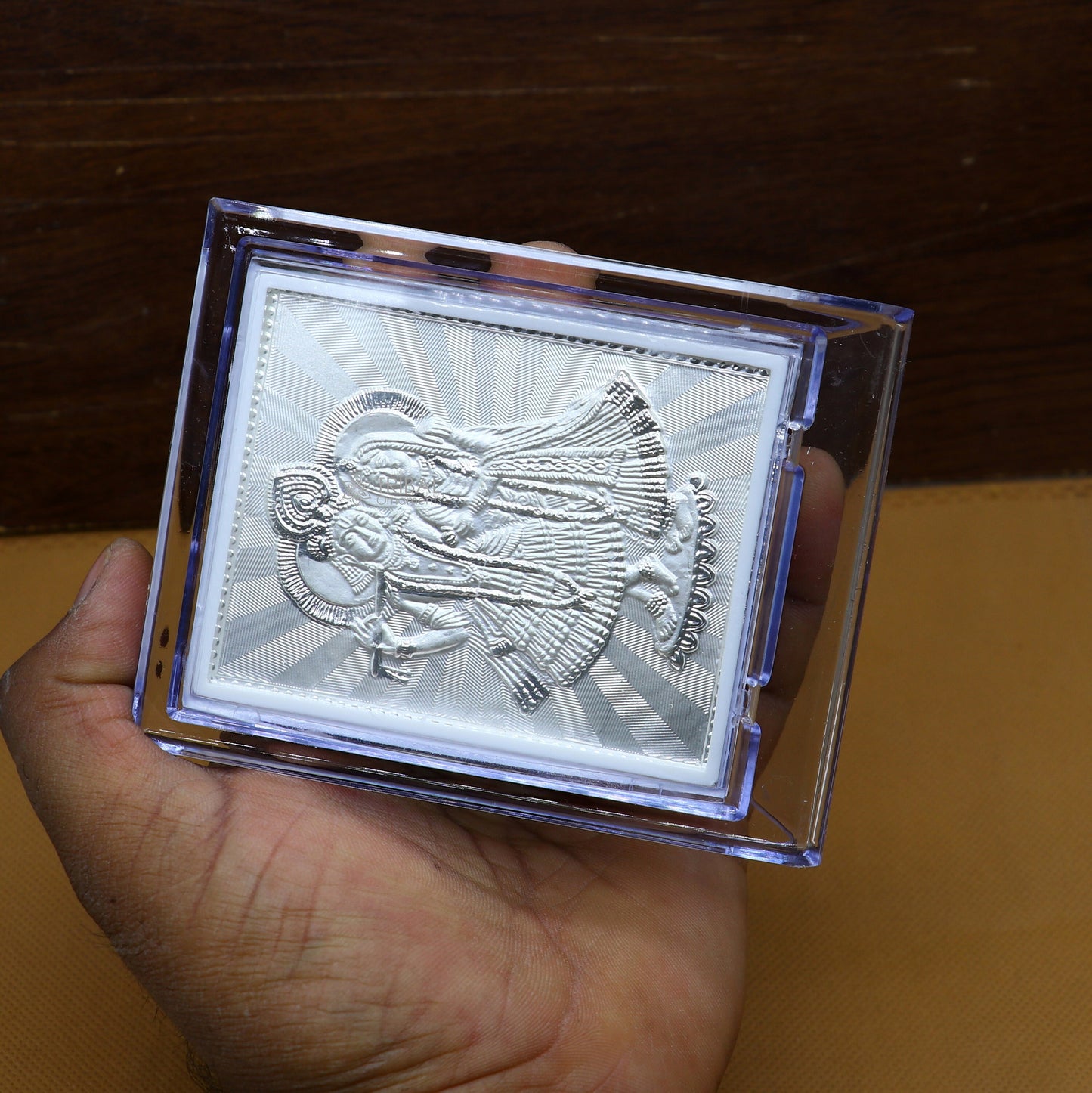 999 pure sterling silver handmade idol Radha Krishna plate covered in plastic frame figurine, silver god frame art766 - TRIBAL ORNAMENTS