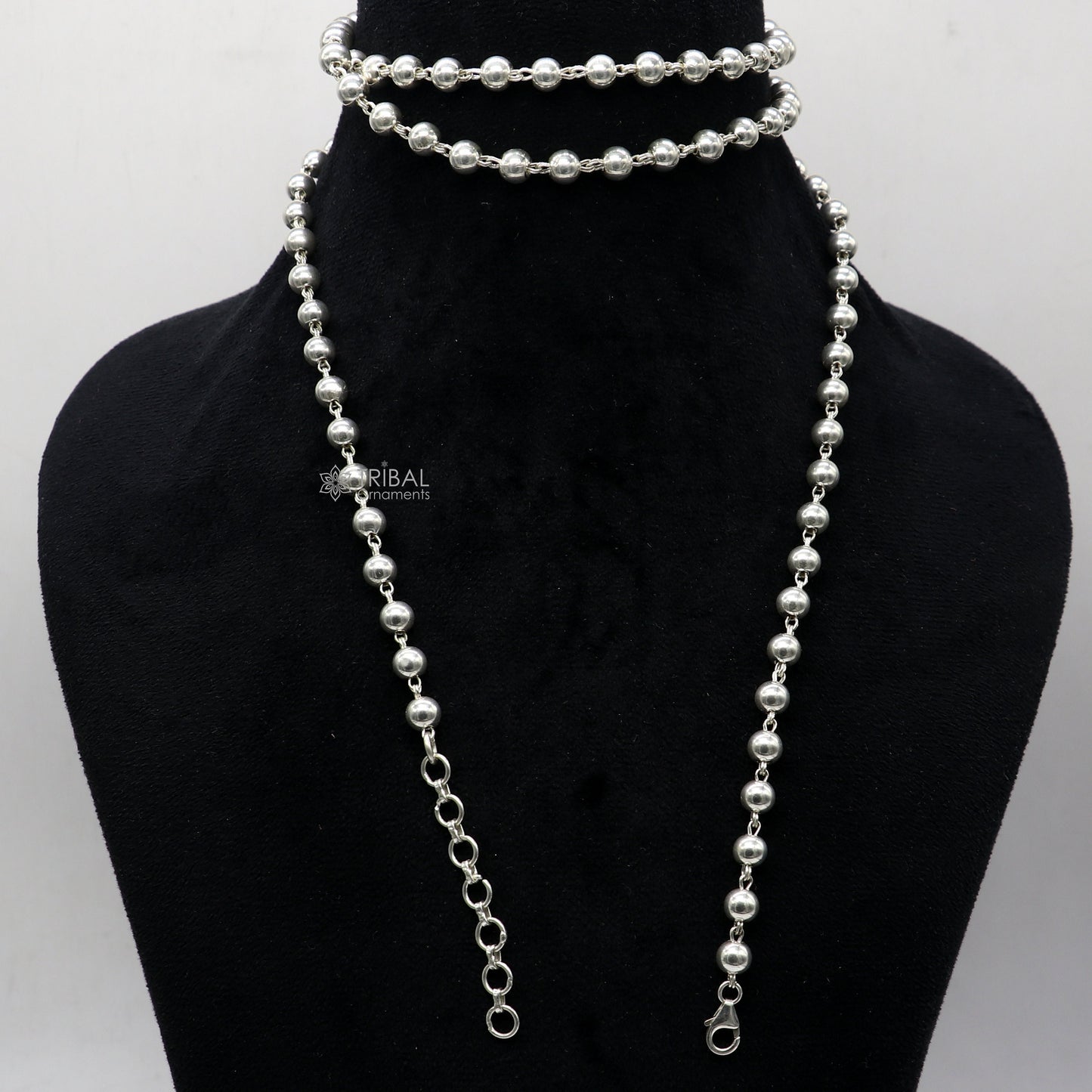 All size 925 Sterling silver adjustable handmade 6 mm beaded chain plain design belly chain, waist chain ,Saree chain belly dance wch28 - TRIBAL ORNAMENTS