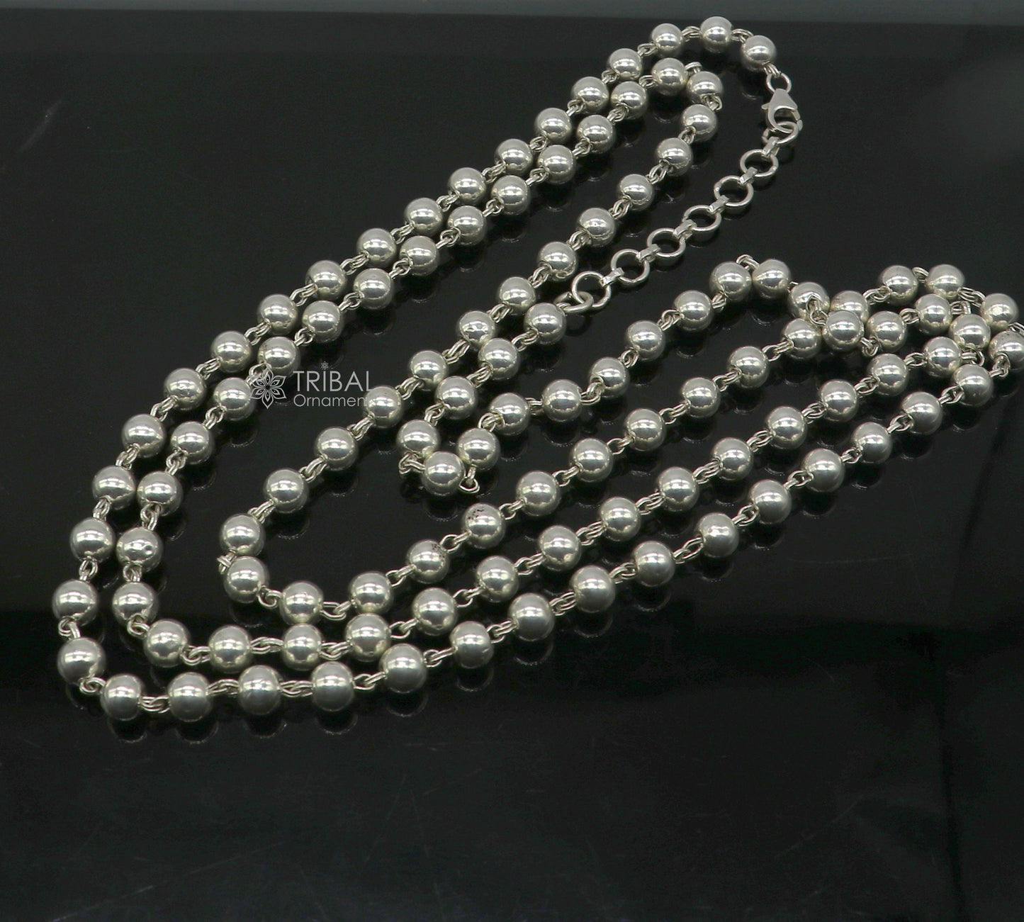 All size 925 Sterling silver adjustable handmade 6 mm beaded chain plain design belly chain, waist chain ,Saree chain belly dance wch28 - TRIBAL ORNAMENTS