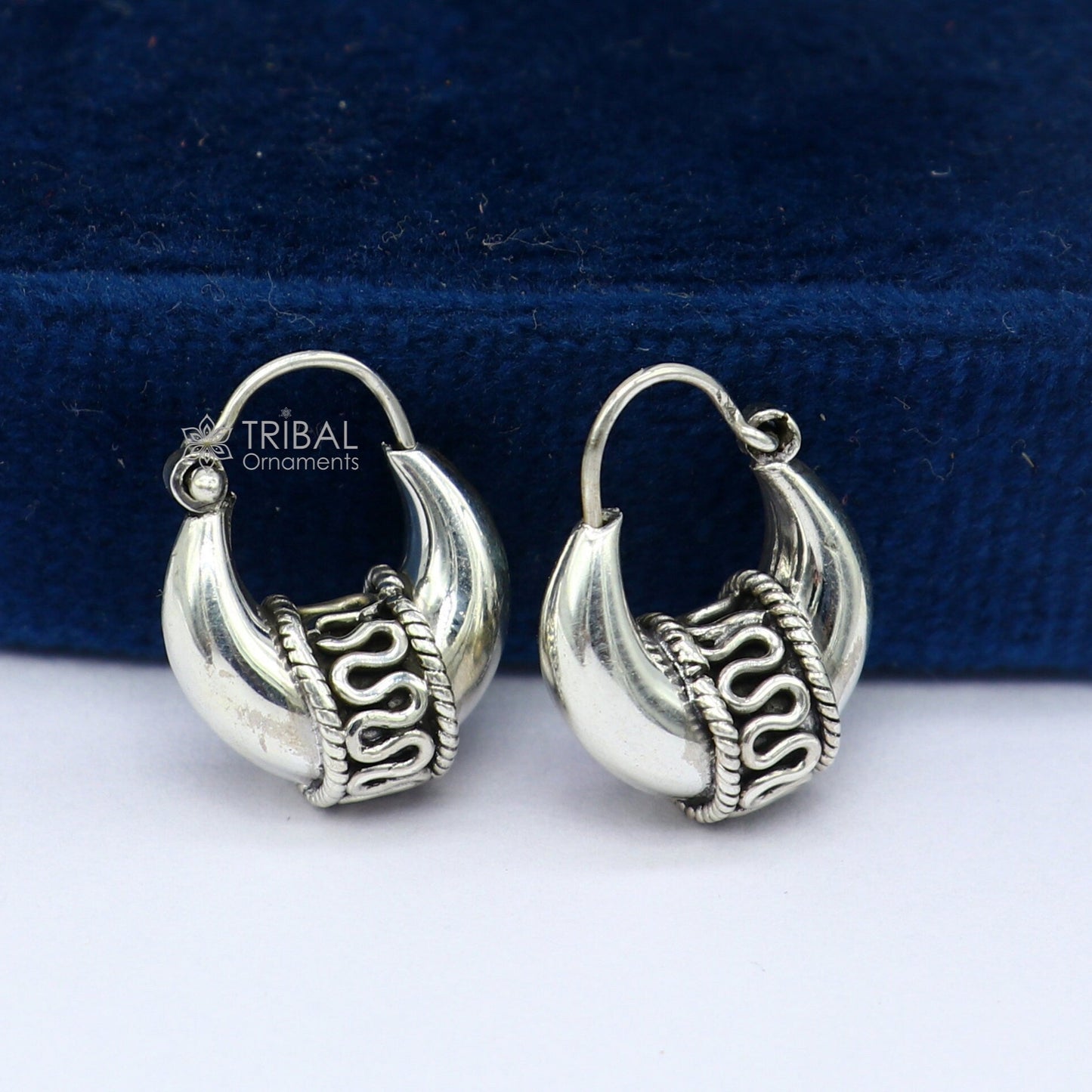 925 Sterling silver handmade fabulous hoops earrings bali antique style unisex customized personalized jewelry from rajasthan india s1304 - TRIBAL ORNAMENTS