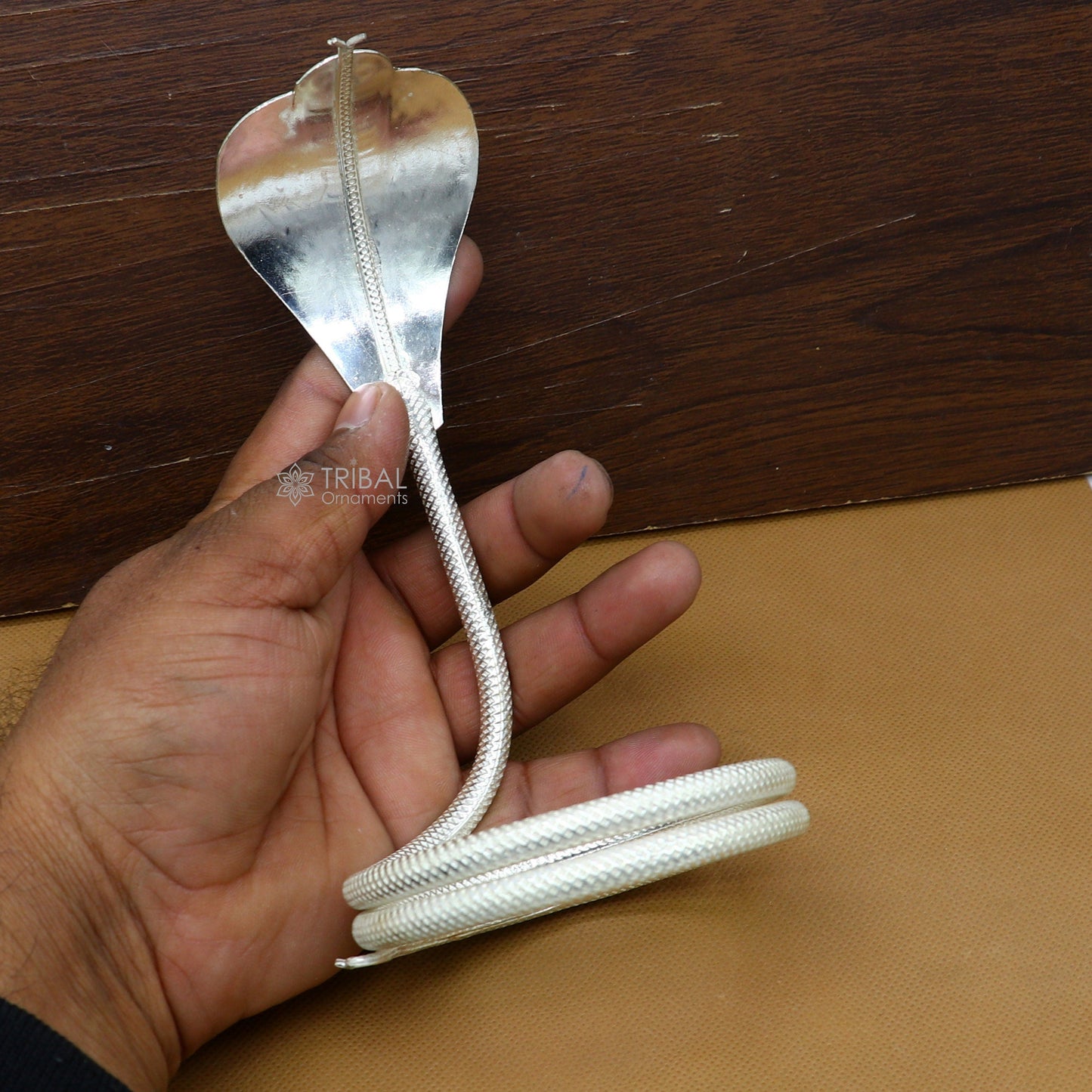 Lord Shiva Snake 925 silver handmade Divine 6.5" snake or shiva snake for puja or worshipping, best gifting to Mahadeva article su1281 - TRIBAL ORNAMENTS