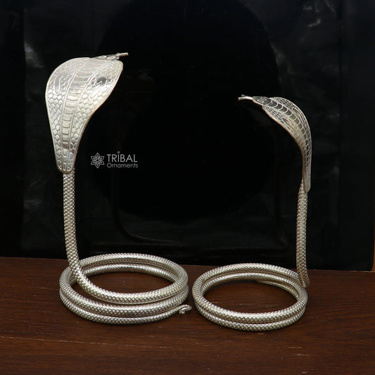 Shiva Snake 925 silver handmade Divine vintage style Small snake or shiva snake for puja or worshipping, solid Diwali puja article su1282 - TRIBAL ORNAMENTS