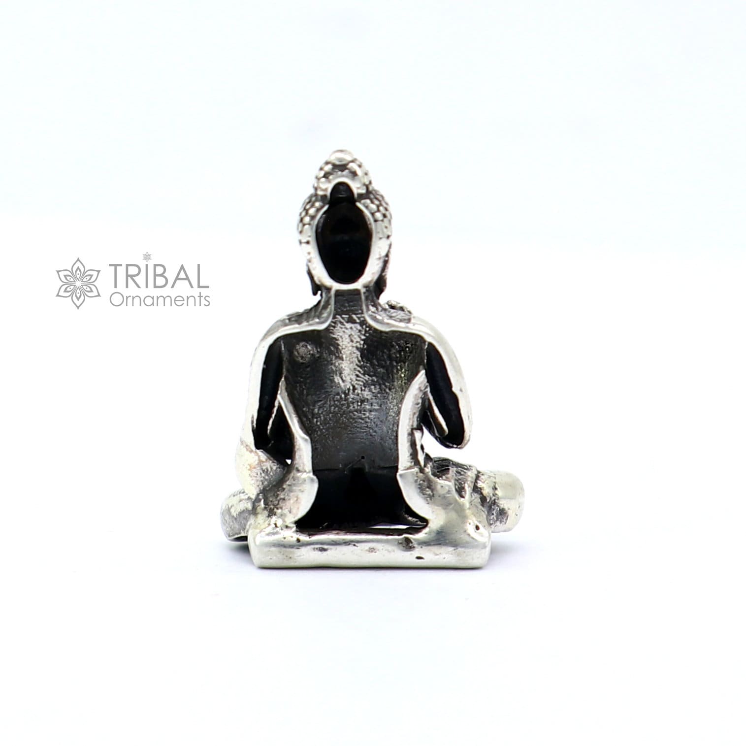 925 sterling silver handmade divine idol buddha figurine meditation statue article art765 - TRIBAL ORNAMENTS