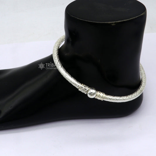 925 Sterling silver Handmade plain design indian traditional women's customized foot kada ankle kada bracelet tribal jewelry nsfk114 - TRIBAL ORNAMENTS