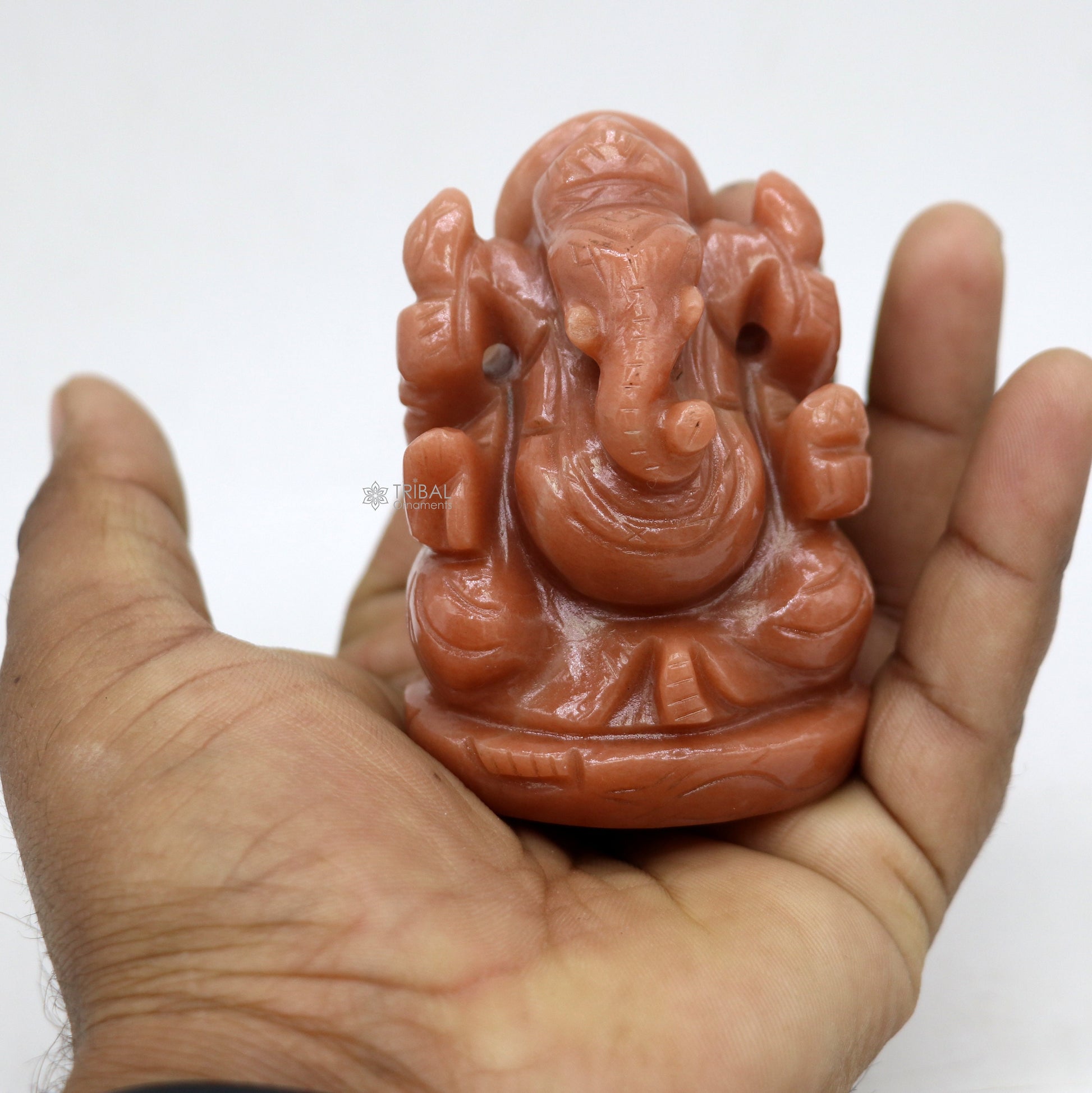 Devine Ganesha handcrafted Aventurian stone statue figurine, home temple God Ganesha stone sculpture for wealth and prosperity stna32 - TRIBAL ORNAMENTS