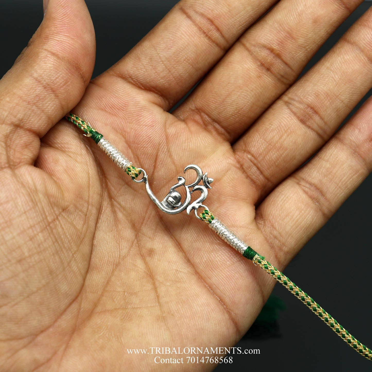 925 sterling silver handmade beautiful AUM design Rakhi Bracelet, amazing stylish gift for Rakshabandhan rk103 - TRIBAL ORNAMENTS