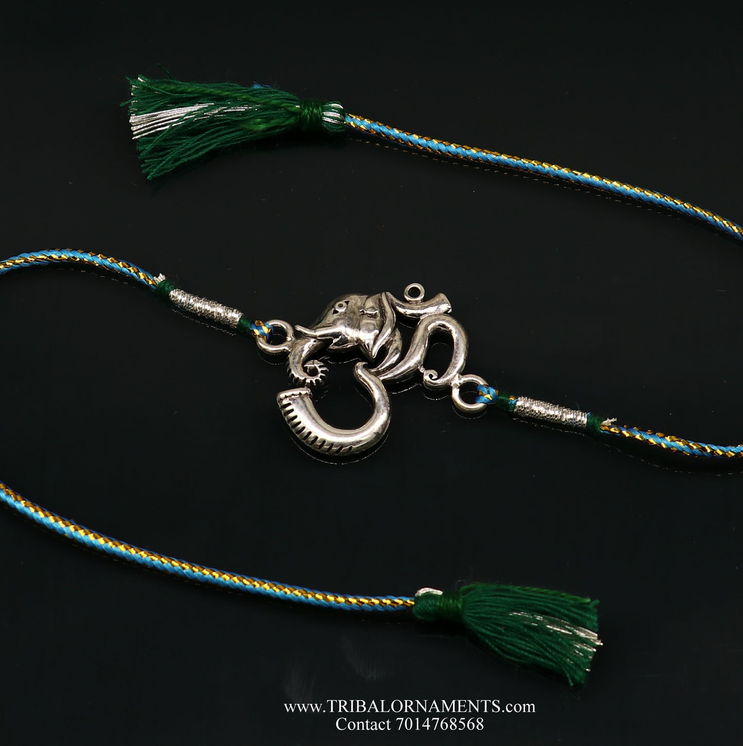 925 sterling silver handmade beautiful AUM design Rakhi Bracelet, amazing stylish gift for Rakshabandhan rk111 - TRIBAL ORNAMENTS