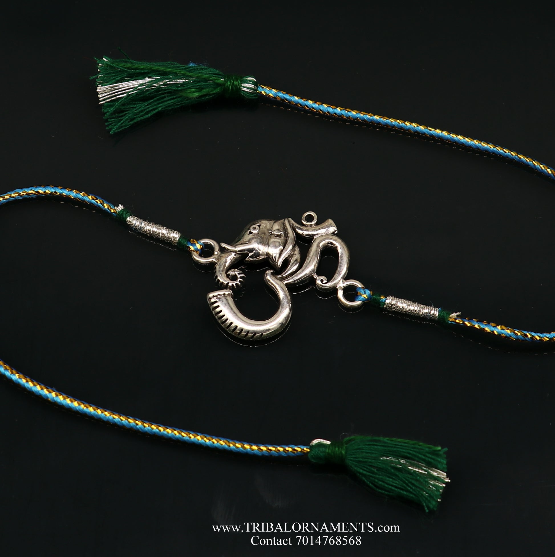 925 sterling silver handmade beautiful AUM design Rakhi Bracelet, amazing stylish gift for Rakshabandhan rk111 - TRIBAL ORNAMENTS