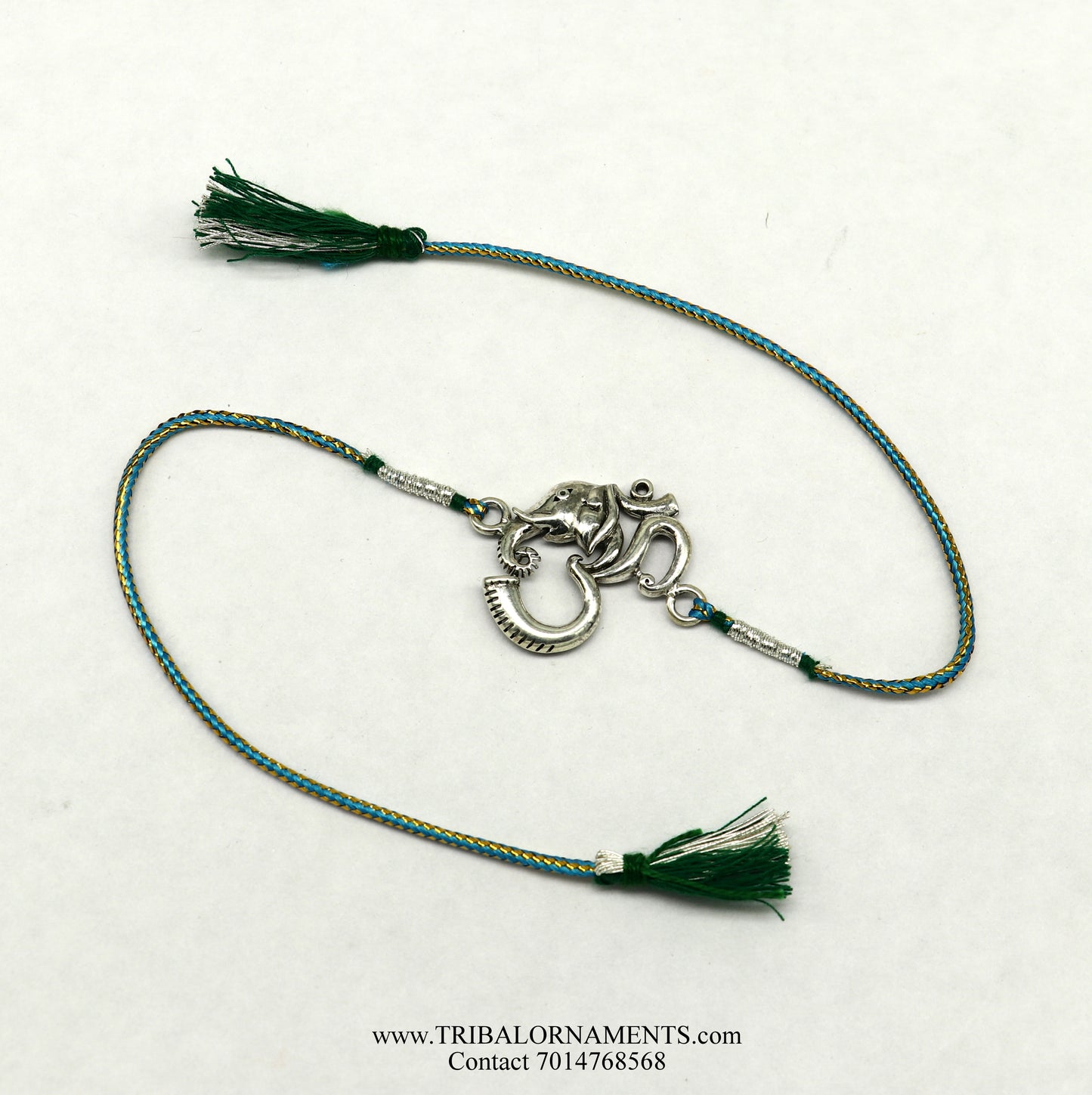925 sterling silver handmade beautiful AUM design Rakhi Bracelet, amazing stylish gift for Rakshabandhan rk111 - TRIBAL ORNAMENTS