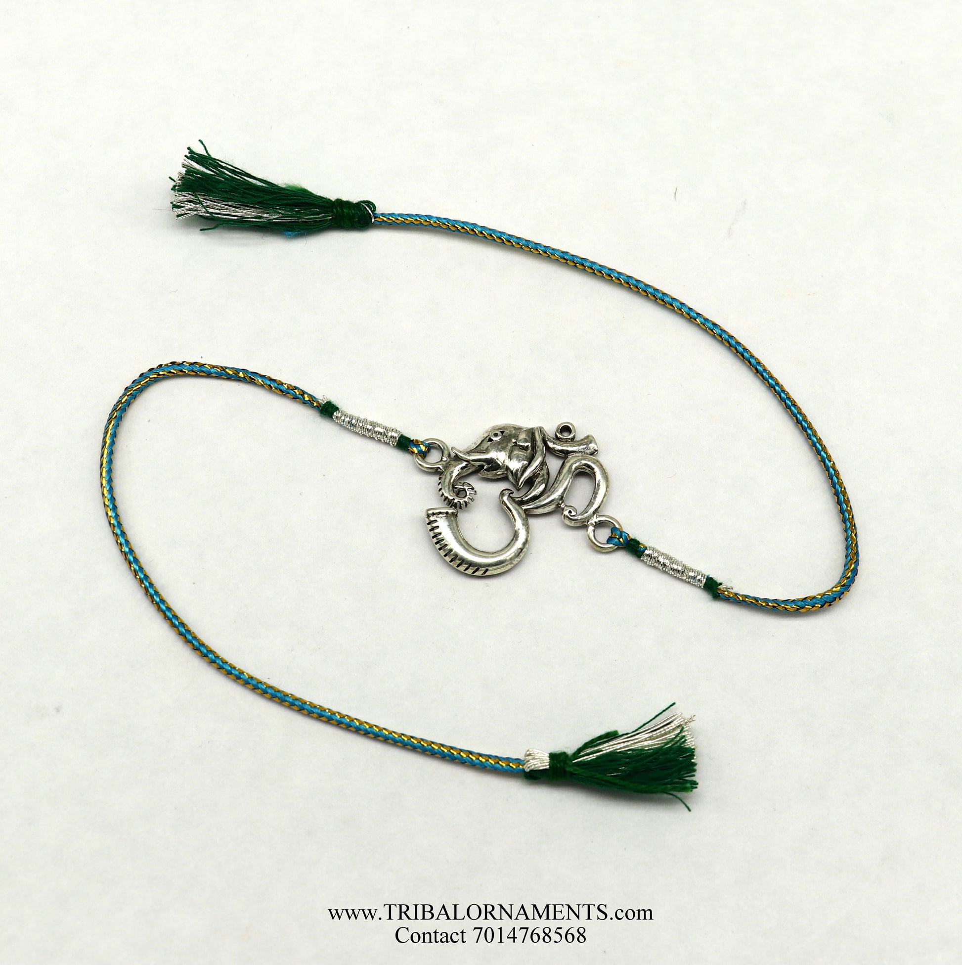 925 sterling silver handmade beautiful AUM design Rakhi Bracelet, amazing stylish gift for Rakshabandhan rk111 - TRIBAL ORNAMENTS