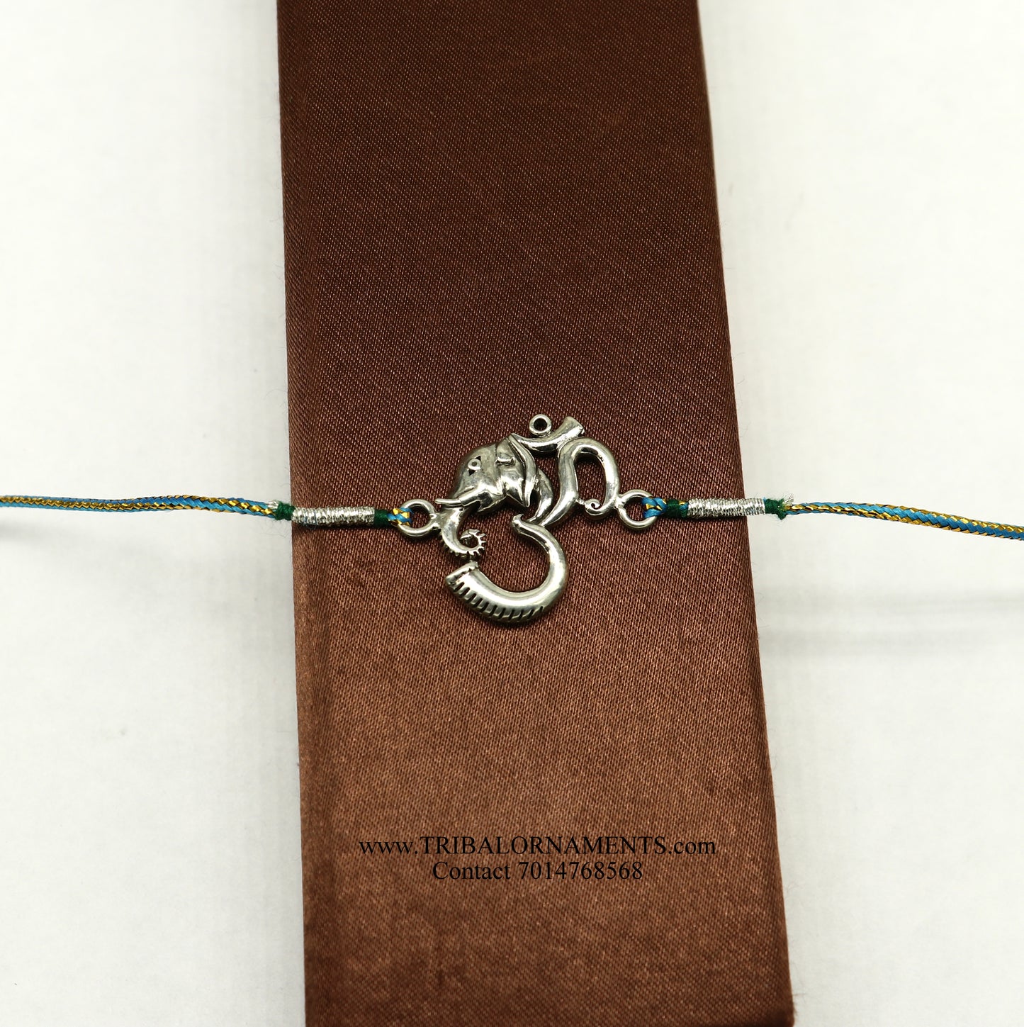 925 sterling silver handmade beautiful AUM design Rakhi Bracelet, amazing stylish gift for Rakshabandhan rk111 - TRIBAL ORNAMENTS