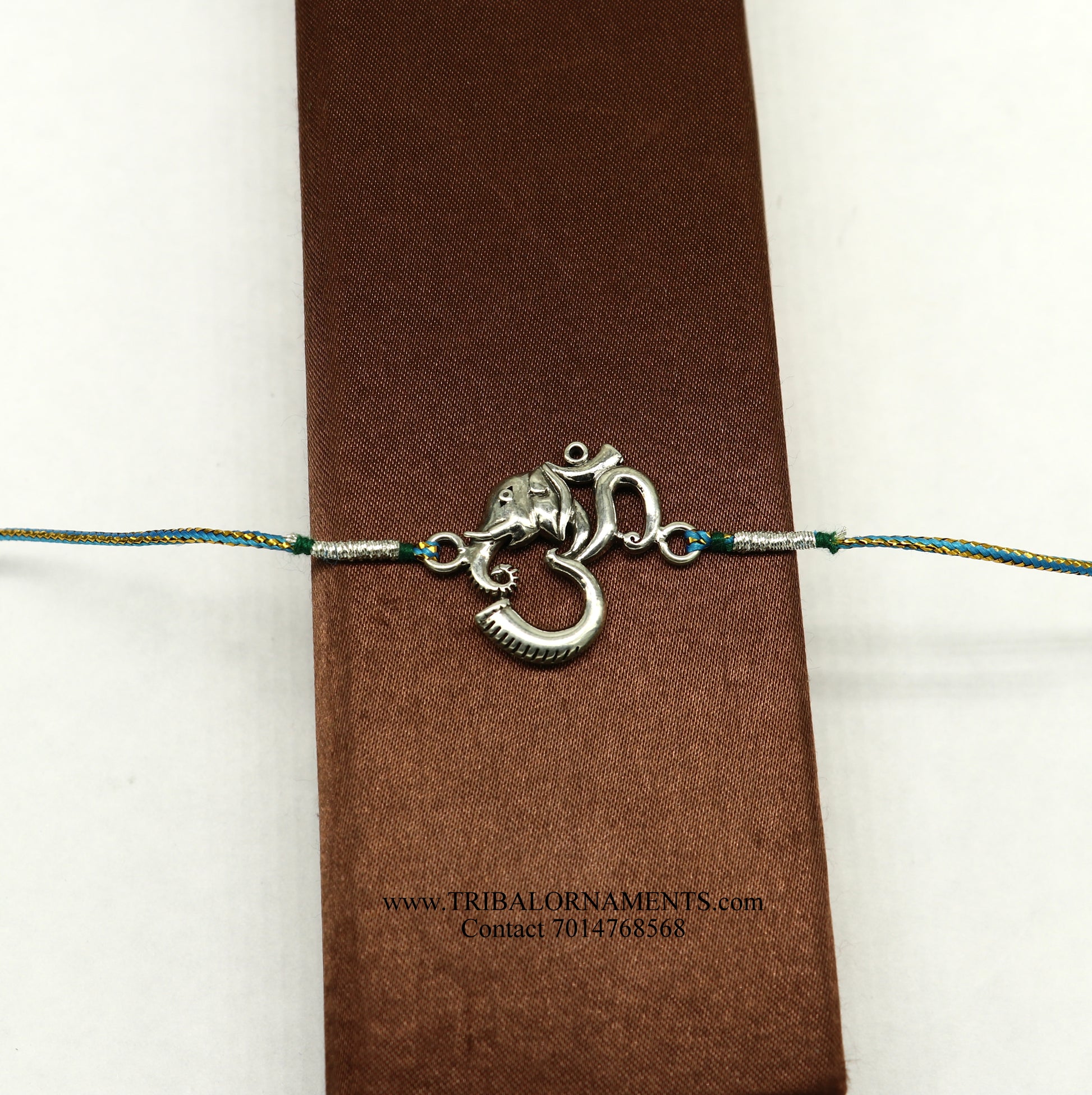 925 sterling silver handmade beautiful AUM design Rakhi Bracelet, amazing stylish gift for Rakshabandhan rk111 - TRIBAL ORNAMENTS