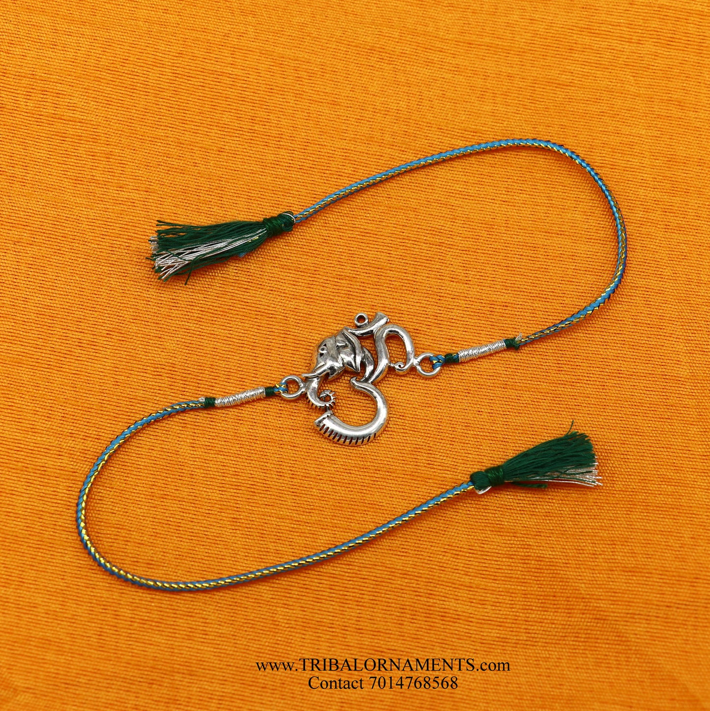 925 sterling silver handmade beautiful AUM design Rakhi Bracelet, amazing stylish gift for Rakshabandhan rk111 - TRIBAL ORNAMENTS