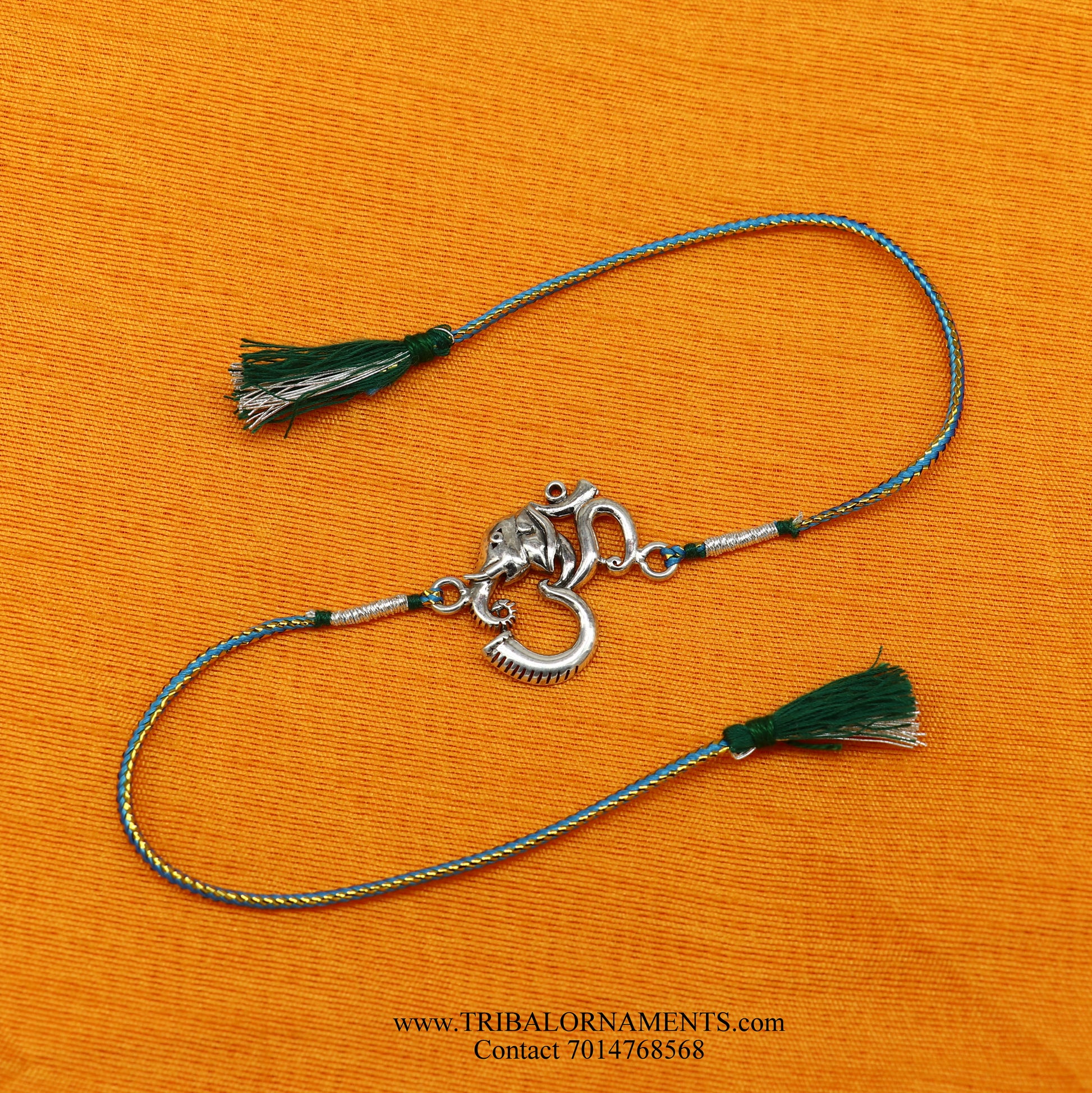 925 sterling silver handmade beautiful AUM design Rakhi Bracelet, amazing stylish gift for Rakshabandhan rk111 - TRIBAL ORNAMENTS