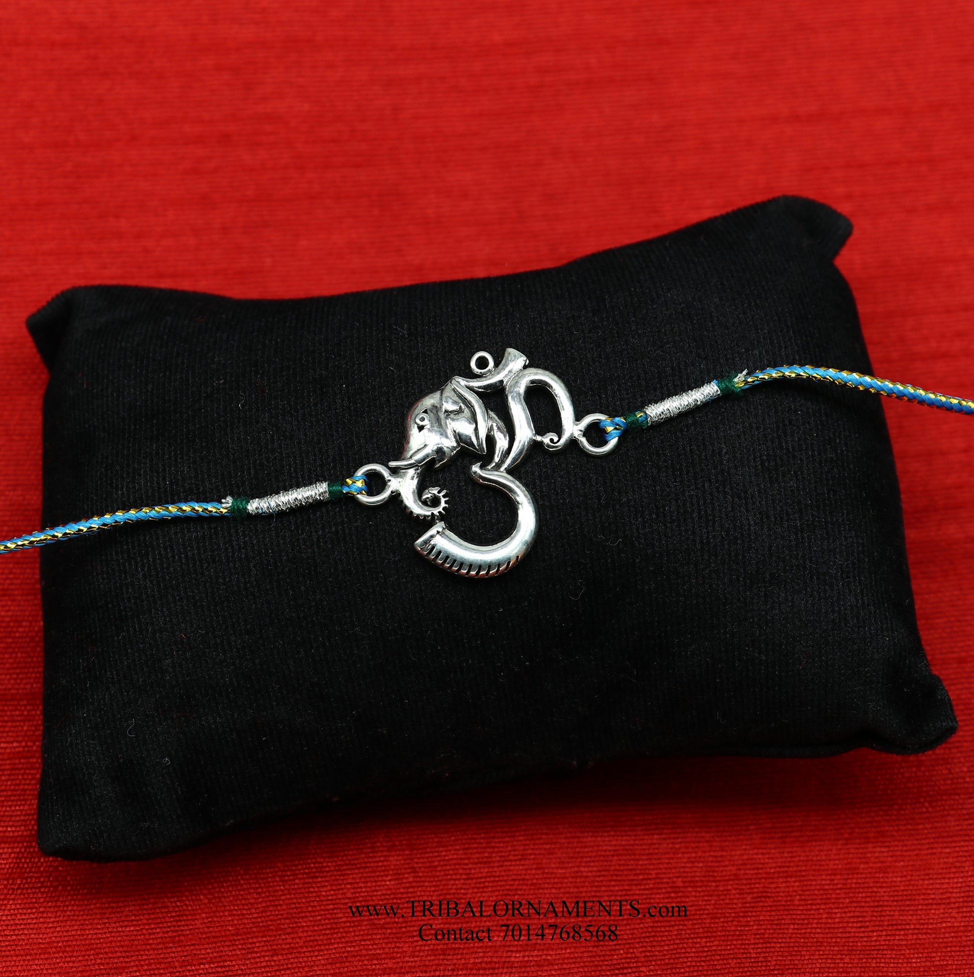 925 sterling silver handmade beautiful AUM design Rakhi Bracelet, amazing stylish gift for Rakshabandhan rk111 - TRIBAL ORNAMENTS