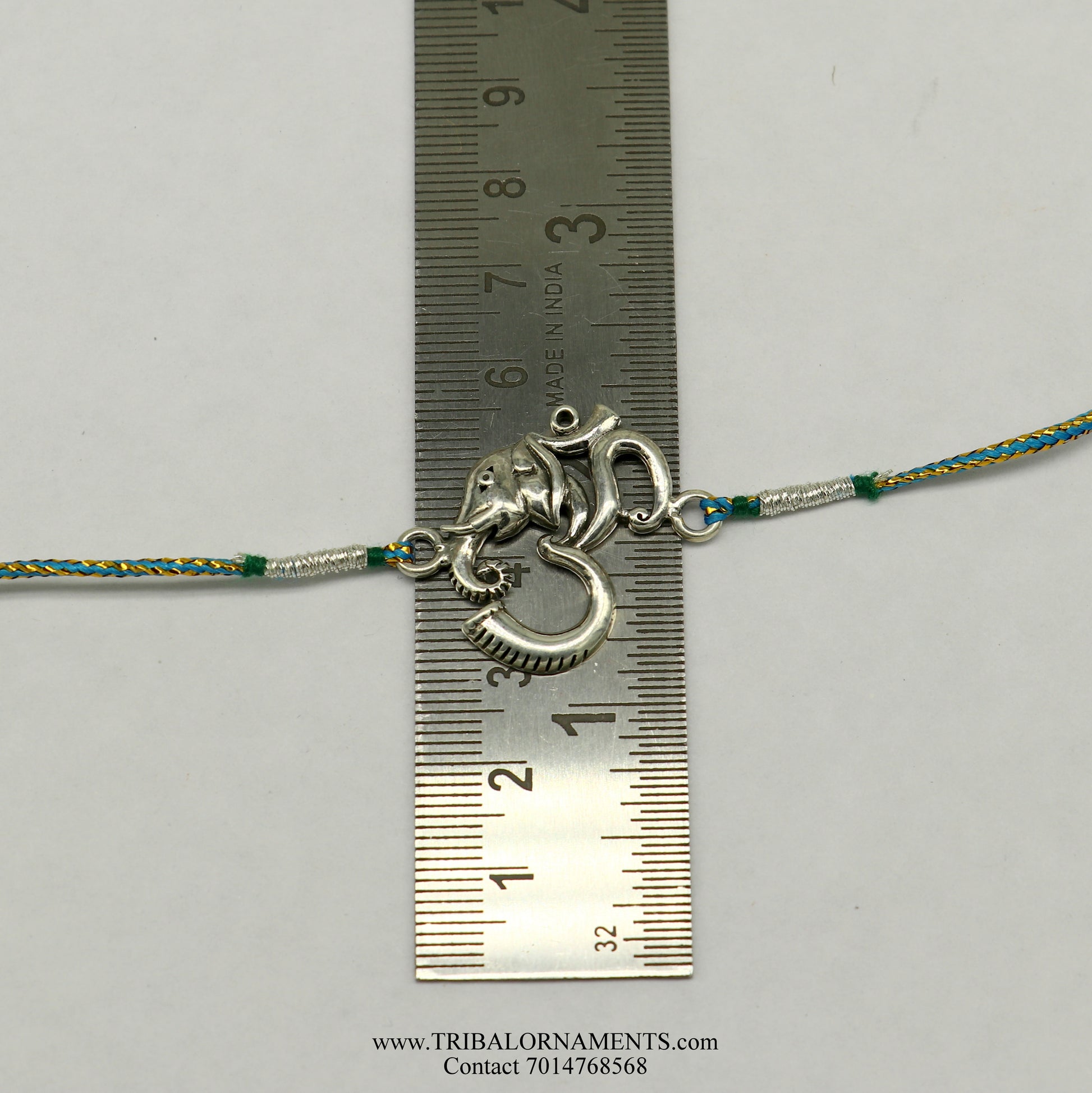 925 sterling silver handmade beautiful AUM design Rakhi Bracelet, amazing stylish gift for Rakshabandhan rk111 - TRIBAL ORNAMENTS