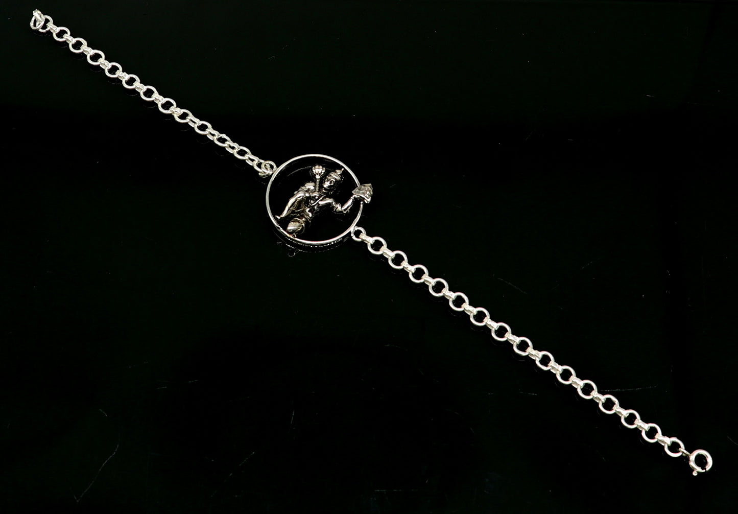 All sizes 925 sterling silver handmade Lord hanuman with mount design Rakhi Bracelet, amazing stylish gift for Rakshabandhan bracelet rk179 - TRIBAL ORNAMENTS