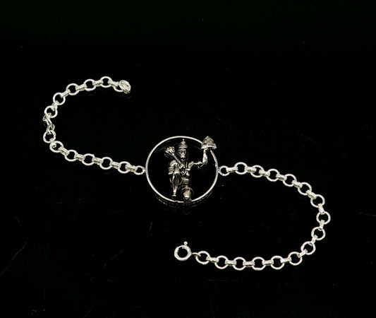 All sizes 925 sterling silver handmade Lord hanuman with mount design Rakhi Bracelet, amazing stylish gift for Rakshabandhan bracelet rk179 - TRIBAL ORNAMENTS