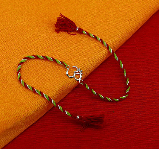 Pure 925 sterling silver handmade OM design Rakhi Bracelet, amazing stylish gift for Rakshabandhan rk21 - TRIBAL ORNAMENTS