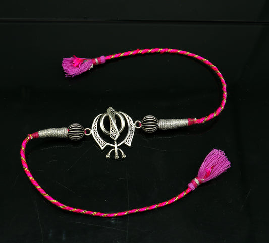 925 sterling silver handmade waheguru design Rakhi Bracelet, amazing stylish gift for Rakshabandhan rk27 - TRIBAL ORNAMENTS
