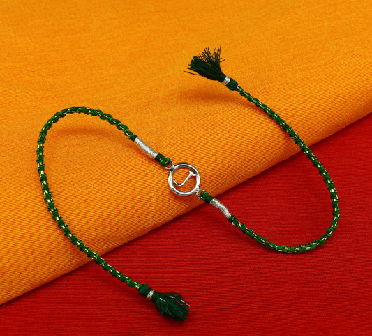 All Alphabet letter 925 sterling silver Rakhi Bracelet, Gorgeous stylish gift for Rakshabandhan rk28 - TRIBAL ORNAMENTS