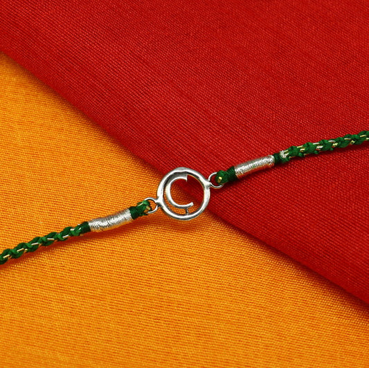 925 sterling silver handmade C letter design Rakhi Bracelet, amazing stylish gift for Rakshabandhan rk55 - TRIBAL ORNAMENTS