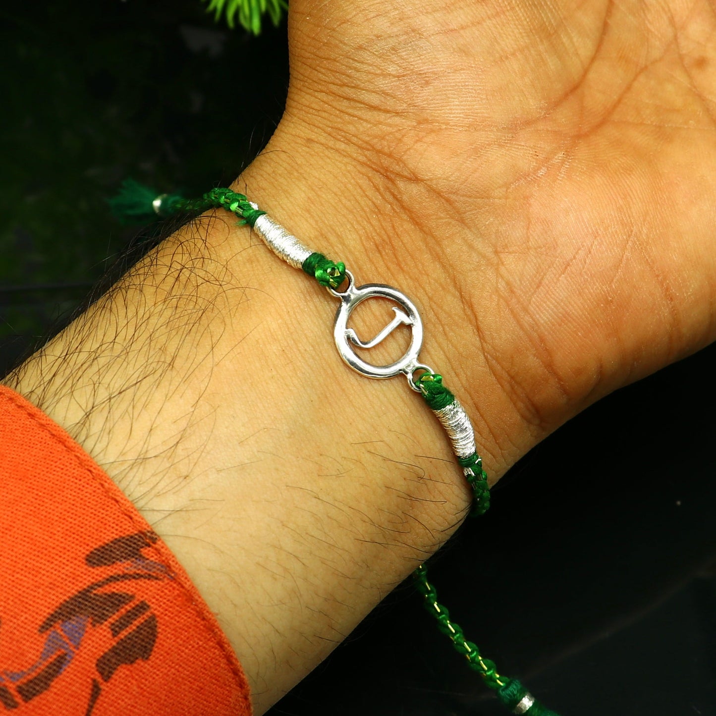 All Alphabet letter 925 sterling silver Rakhi Bracelet, Gorgeous stylish gift for Rakshabandhan rk28 - TRIBAL ORNAMENTS
