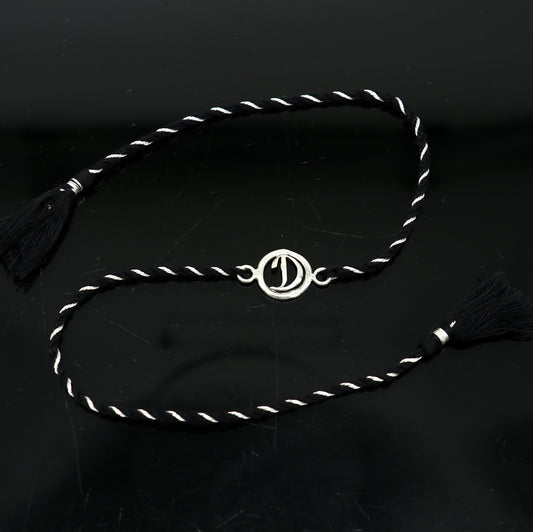 925 sterling silver handmade D letter design Rakhi Bracelet, amazing stylish gift for Rakshabandhan rk32 - TRIBAL ORNAMENTS