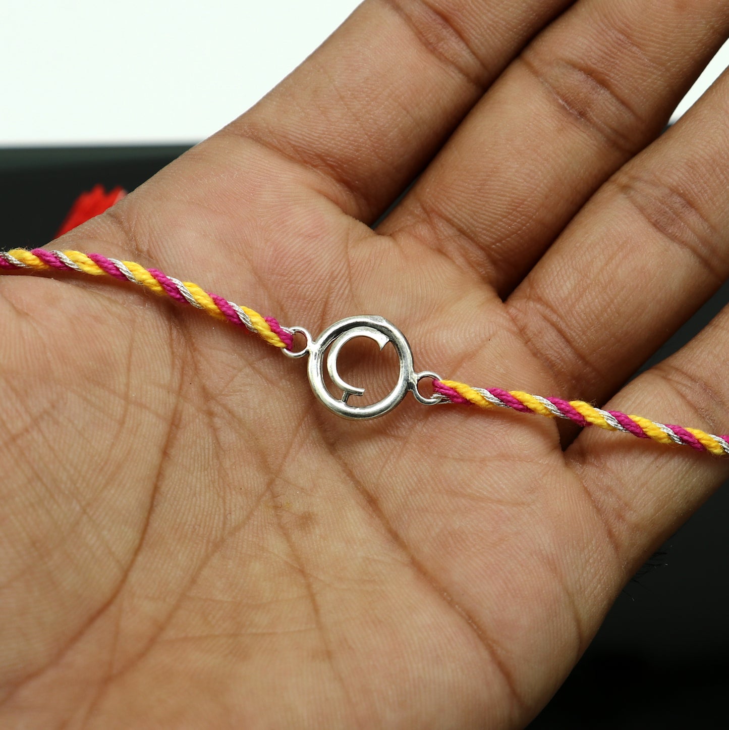 925 sterling silver handmade C letter design Rakhi Bracelet, amazing stylish gift for Rakshabandhan rk38 - TRIBAL ORNAMENTS