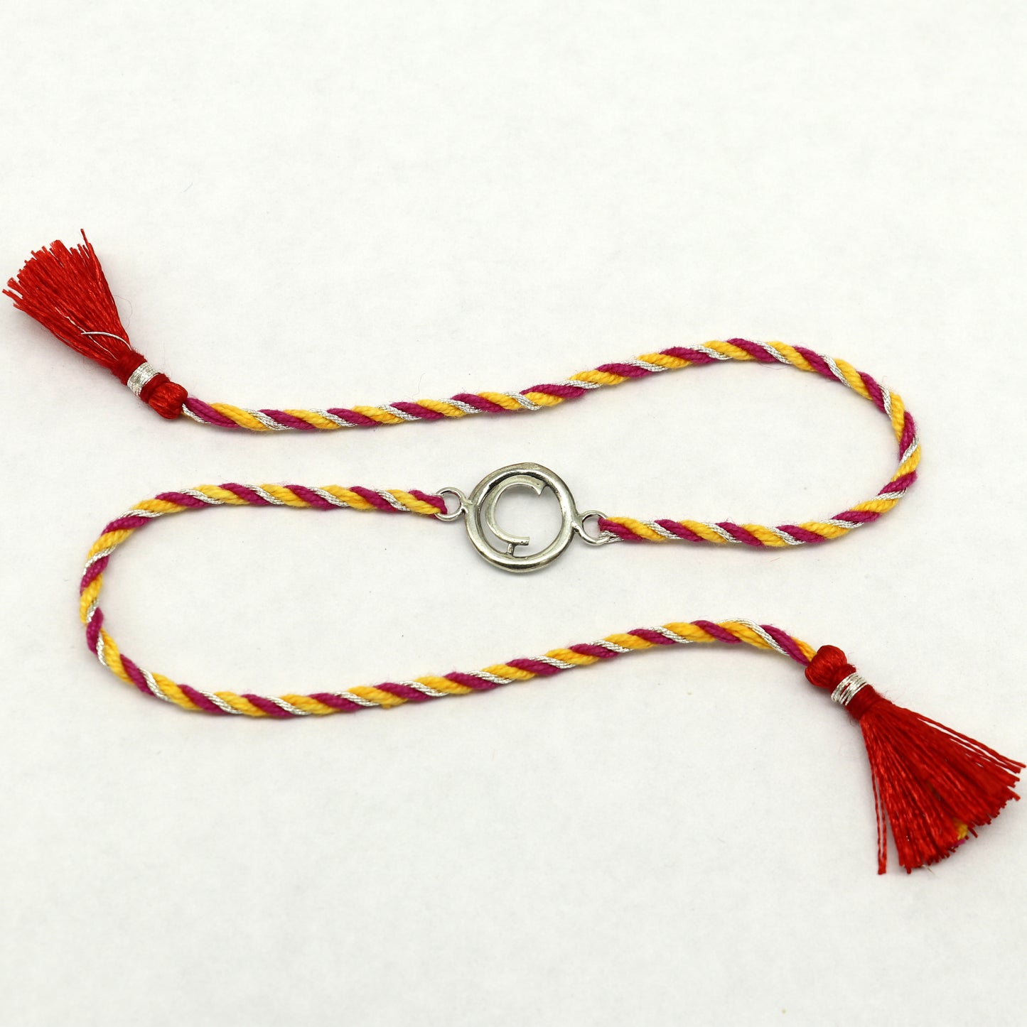 925 sterling silver handmade C letter design Rakhi Bracelet, amazing stylish gift for Rakshabandhan rk38 - TRIBAL ORNAMENTS