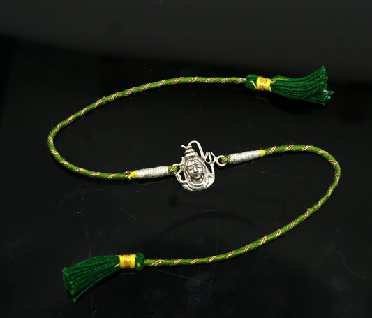 925 sterling silver handmade Shivji/Mahadev design Rakhi Bracelet, amazing stylish gift for Rakshabandhan rk50 - TRIBAL ORNAMENTS