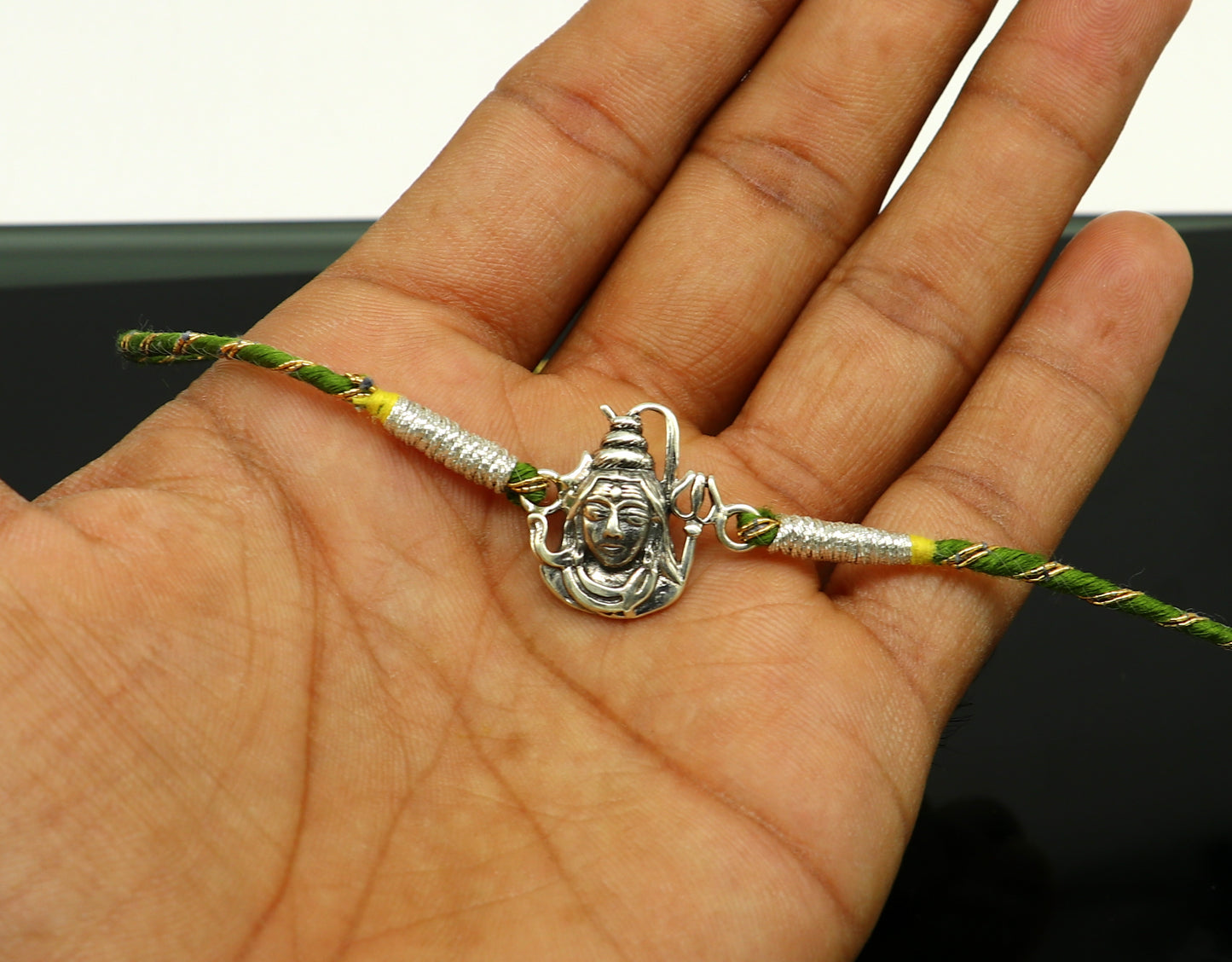 925 sterling silver handmade Shivji/Mahadev design Rakhi Bracelet, amazing stylish gift for Rakshabandhan rk50 - TRIBAL ORNAMENTS