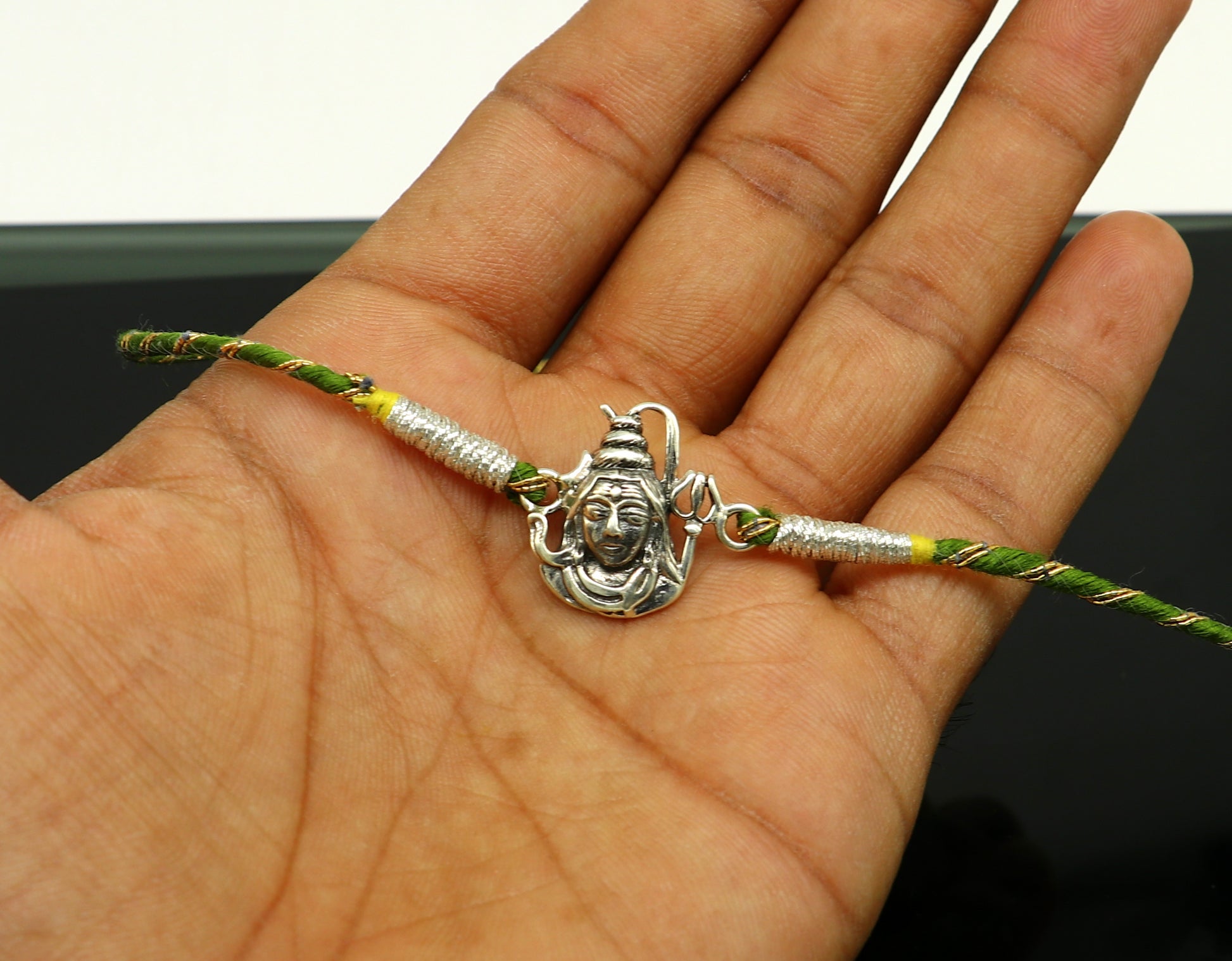925 sterling silver handmade Shivji/Mahadev design Rakhi Bracelet, amazing stylish gift for Rakshabandhan rk50 - TRIBAL ORNAMENTS
