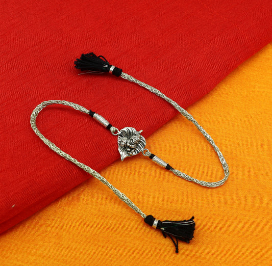 925 sterling silver handmade Krishna design Rakhi Bracelet, amazing stylish gift for Rakshabandhan rk52 - TRIBAL ORNAMENTS