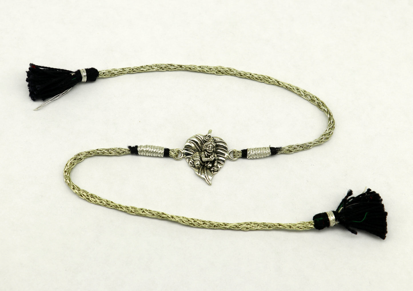 925 sterling silver handmade Krishna design Rakhi Bracelet, amazing stylish gift for Rakshabandhan rk52 - TRIBAL ORNAMENTS