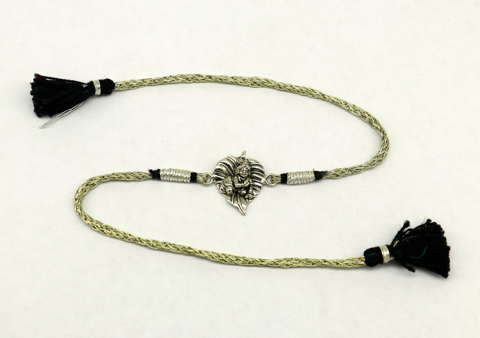 925 sterling silver handmade Krishna design Rakhi Bracelet, amazing stylish gift for Rakshabandhan rk52 - TRIBAL ORNAMENTS