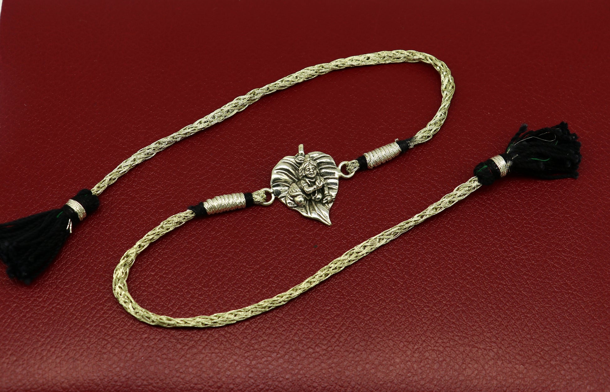 925 sterling silver handmade Krishna design Rakhi Bracelet, amazing stylish gift for Rakshabandhan rk52 - TRIBAL ORNAMENTS