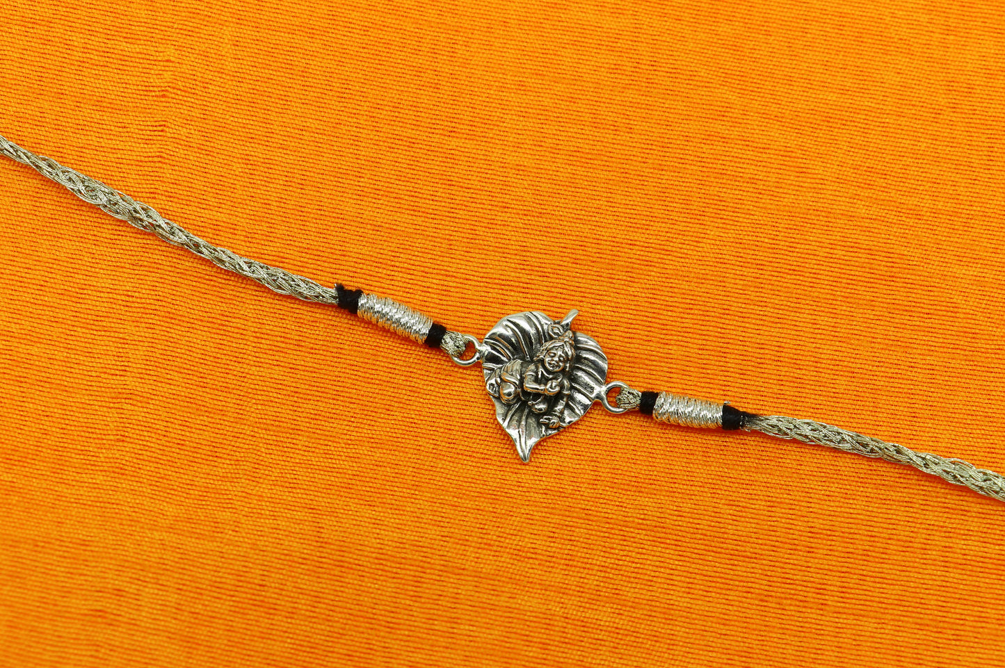 925 sterling silver handmade Krishna design Rakhi Bracelet, amazing stylish gift for Rakshabandhan rk52 - TRIBAL ORNAMENTS