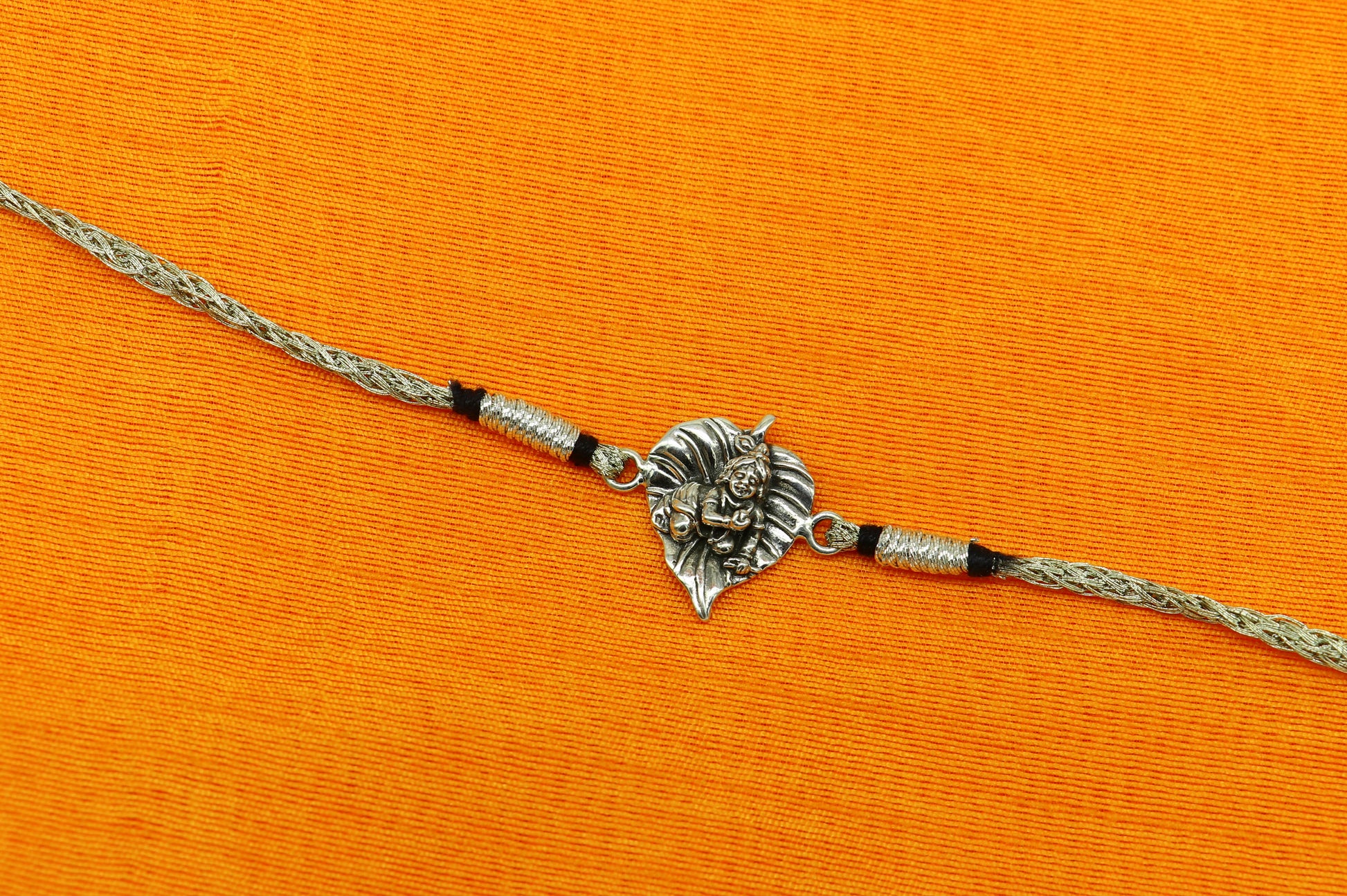 925 sterling silver handmade Krishna design Rakhi Bracelet, amazing stylish gift for Rakshabandhan rk52 - TRIBAL ORNAMENTS