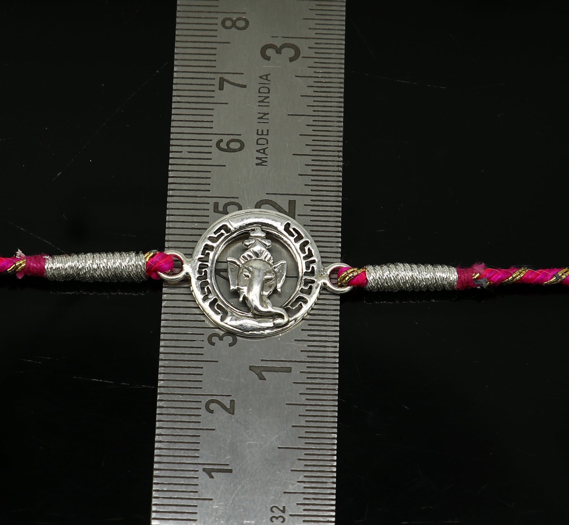 925 sterling silver handmade Ganesha design Rakhi Bracelet, amazing stylish gift for Rakshabandhan rk61 - TRIBAL ORNAMENTS