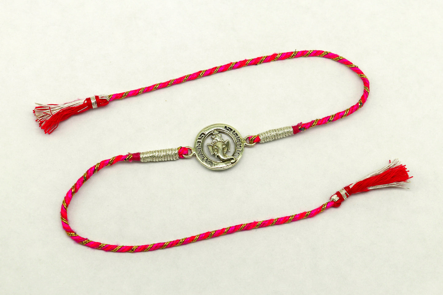 925 sterling silver handmade Ganesha design Rakhi Bracelet, amazing stylish gift for Rakshabandhan rk61 - TRIBAL ORNAMENTS