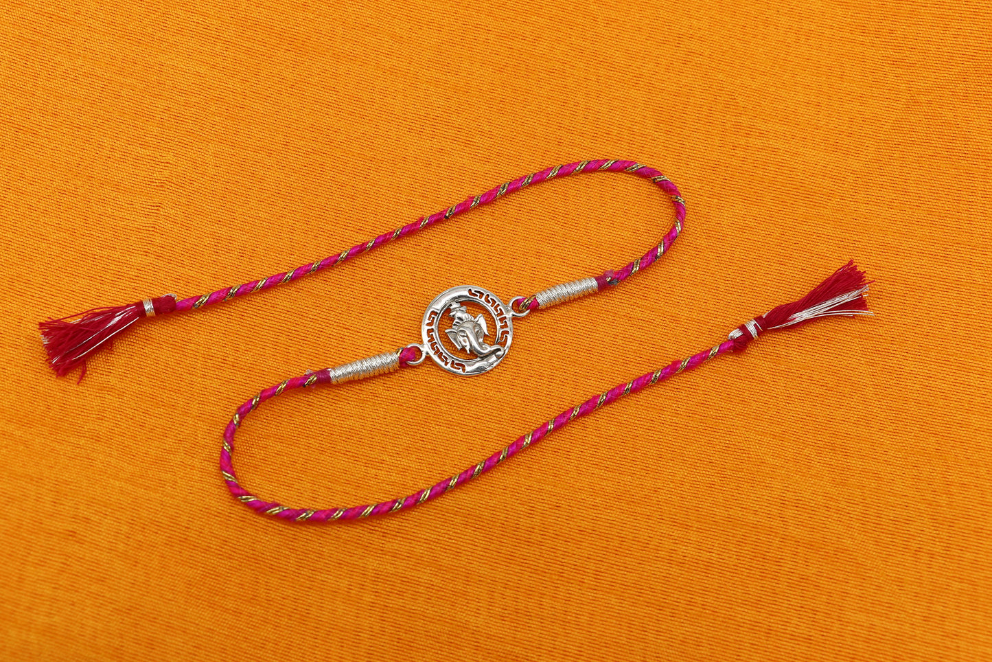 925 sterling silver handmade Ganesha design Rakhi Bracelet, amazing stylish gift for Rakshabandhan rk61 - TRIBAL ORNAMENTS
