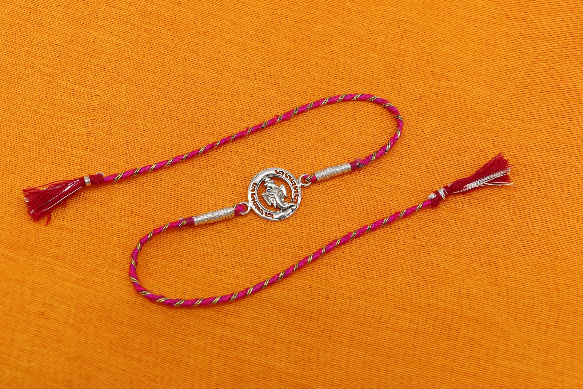 925 sterling silver handmade Ganesha design Rakhi Bracelet, amazing stylish gift for Rakshabandhan rk61 - TRIBAL ORNAMENTS