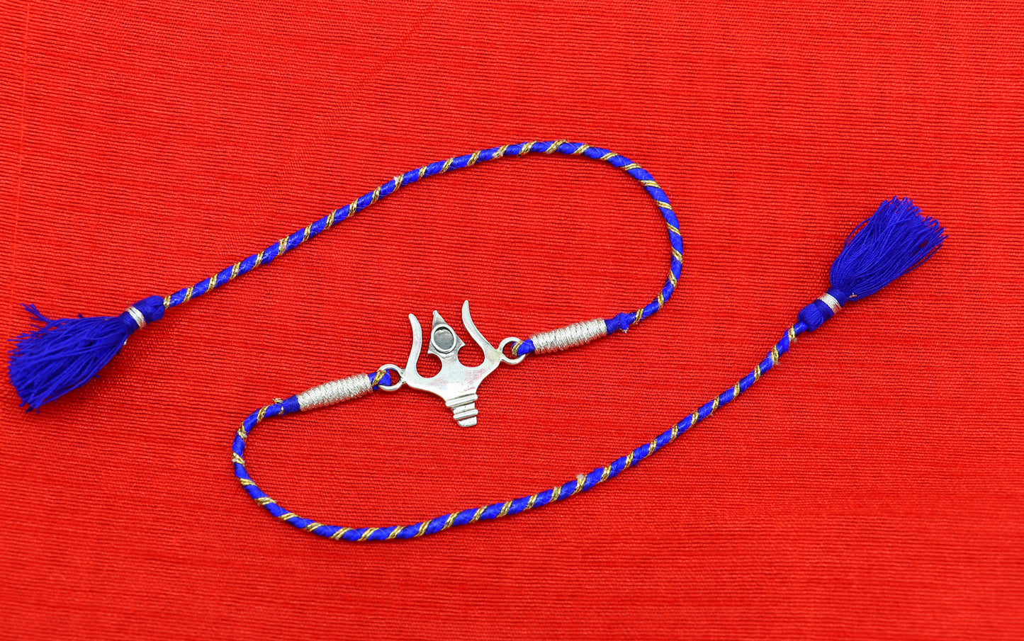 925 sterling silver handmade Trident /trishul design Rakhi Bracelet, amazing stylish gift for Rakshabandhan rk62 - TRIBAL ORNAMENTS