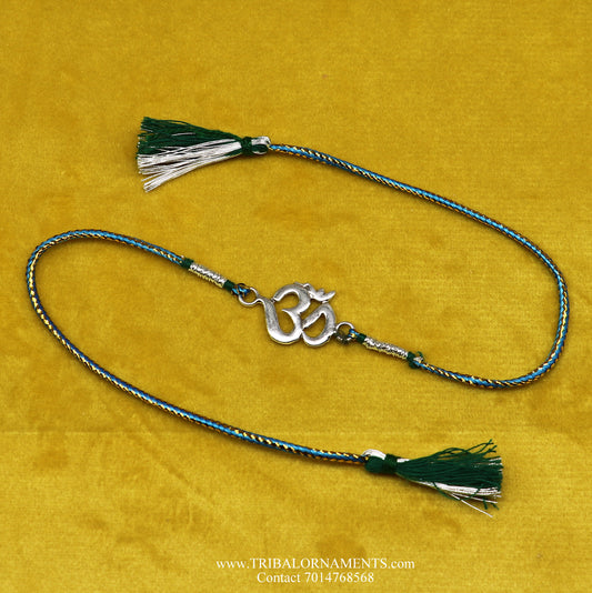 925 sterling silver handmade AUM design Rakhi Bracelet, amazing stylish gift for Rakshabandhan rk65 - TRIBAL ORNAMENTS