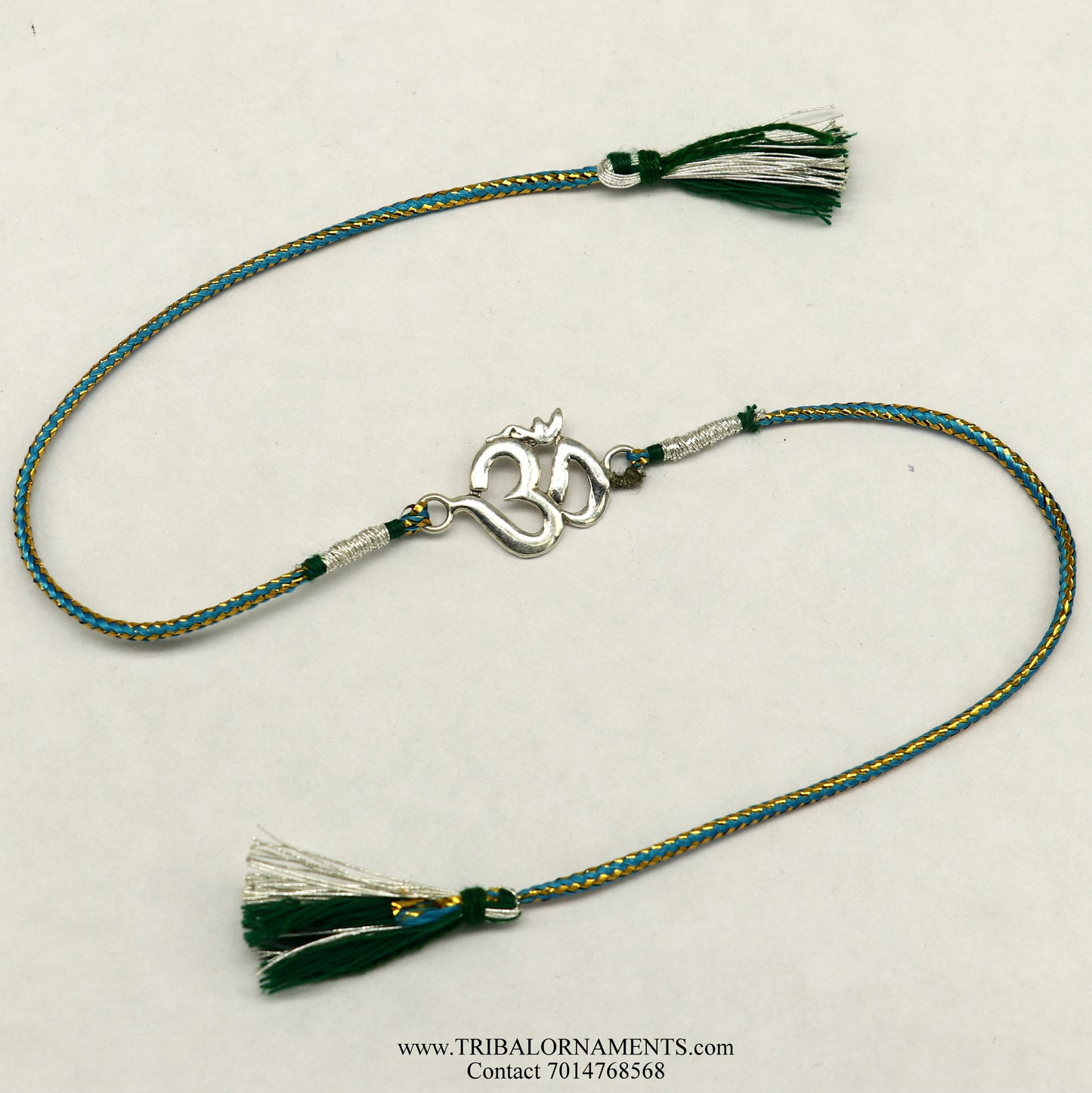 925 sterling silver handmade AUM design Rakhi Bracelet, amazing stylish gift for Rakshabandhan rk65 - TRIBAL ORNAMENTS