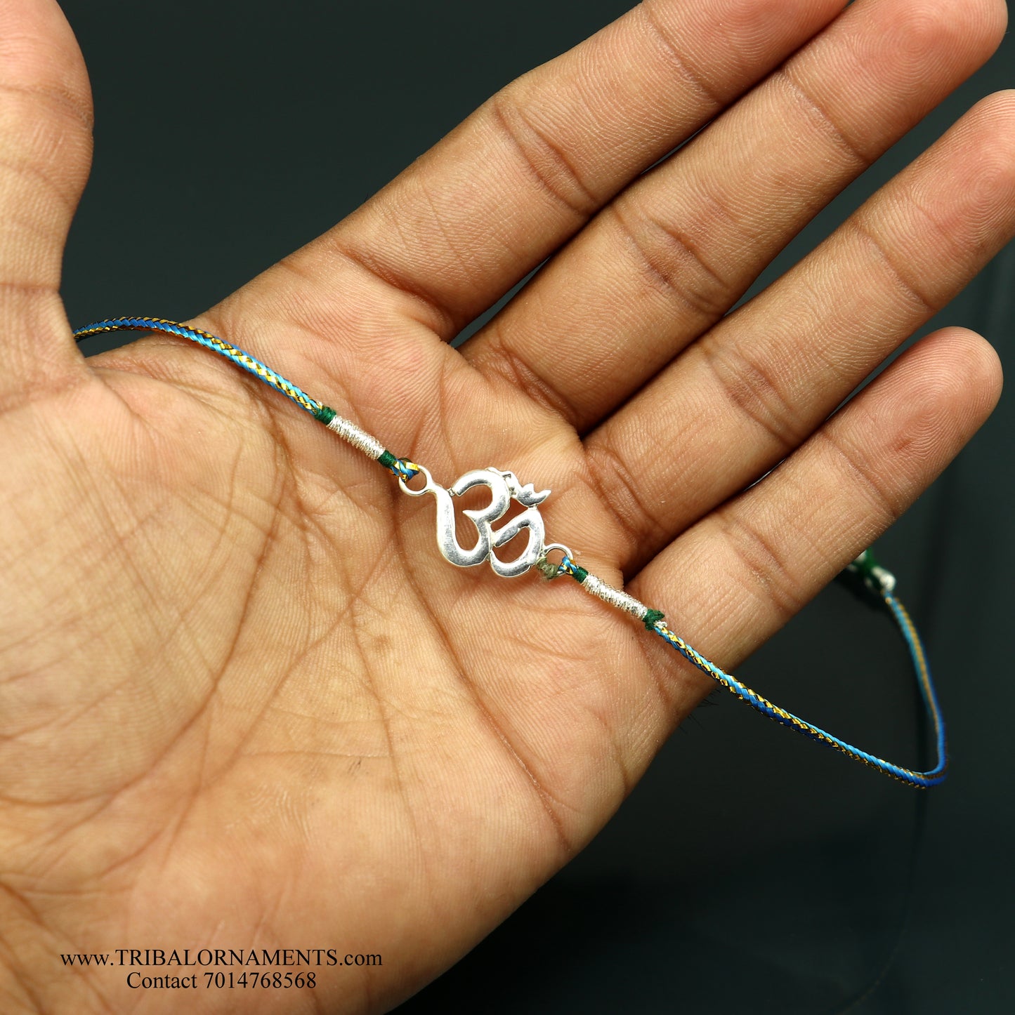 925 sterling silver handmade AUM design Rakhi Bracelet, amazing stylish gift for Rakshabandhan rk65 - TRIBAL ORNAMENTS