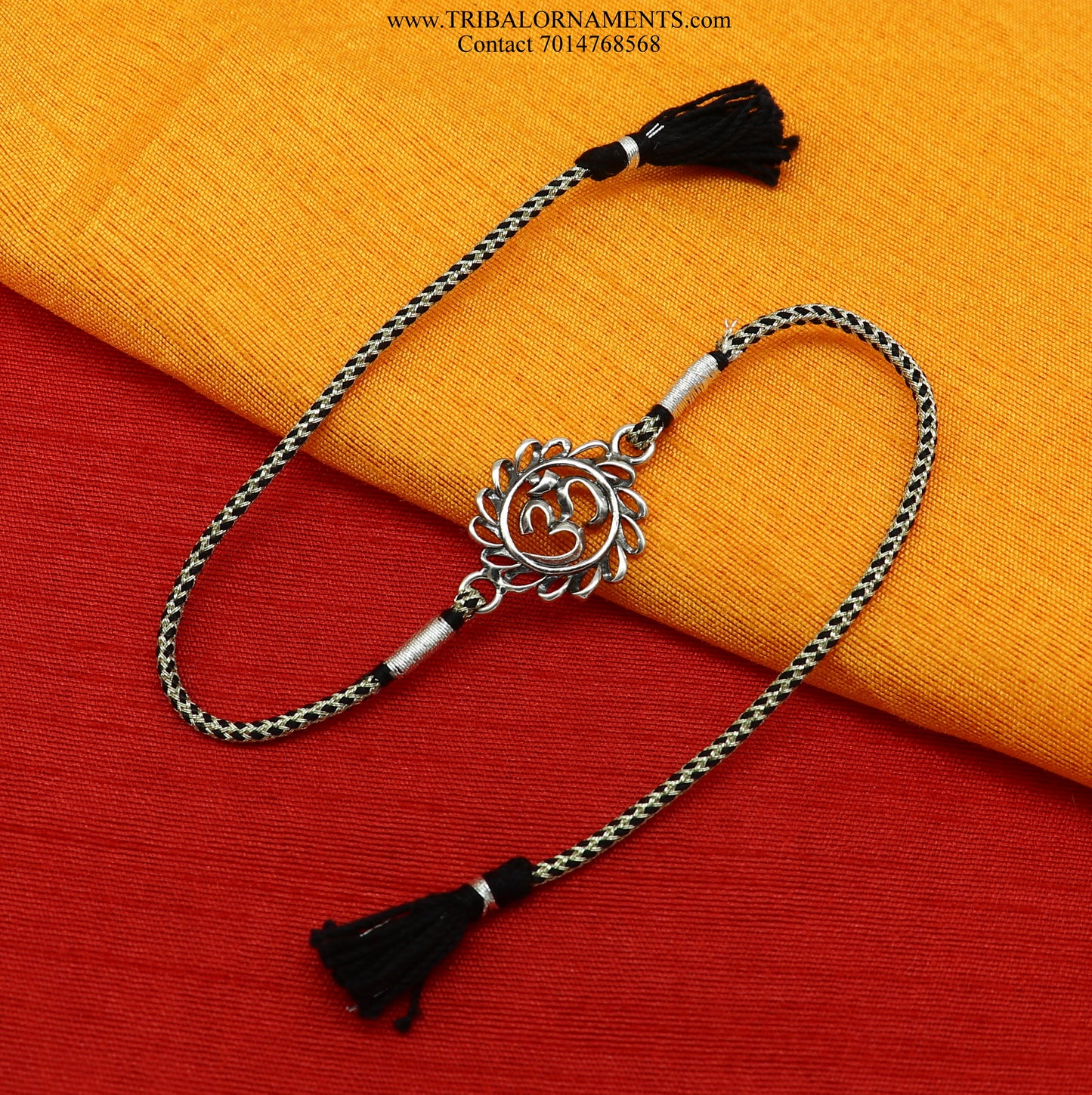 925 sterling silver handmade AUM design Rakhi Bracelet, amazing stylish gift for Rakshabandhan rk71 - TRIBAL ORNAMENTS