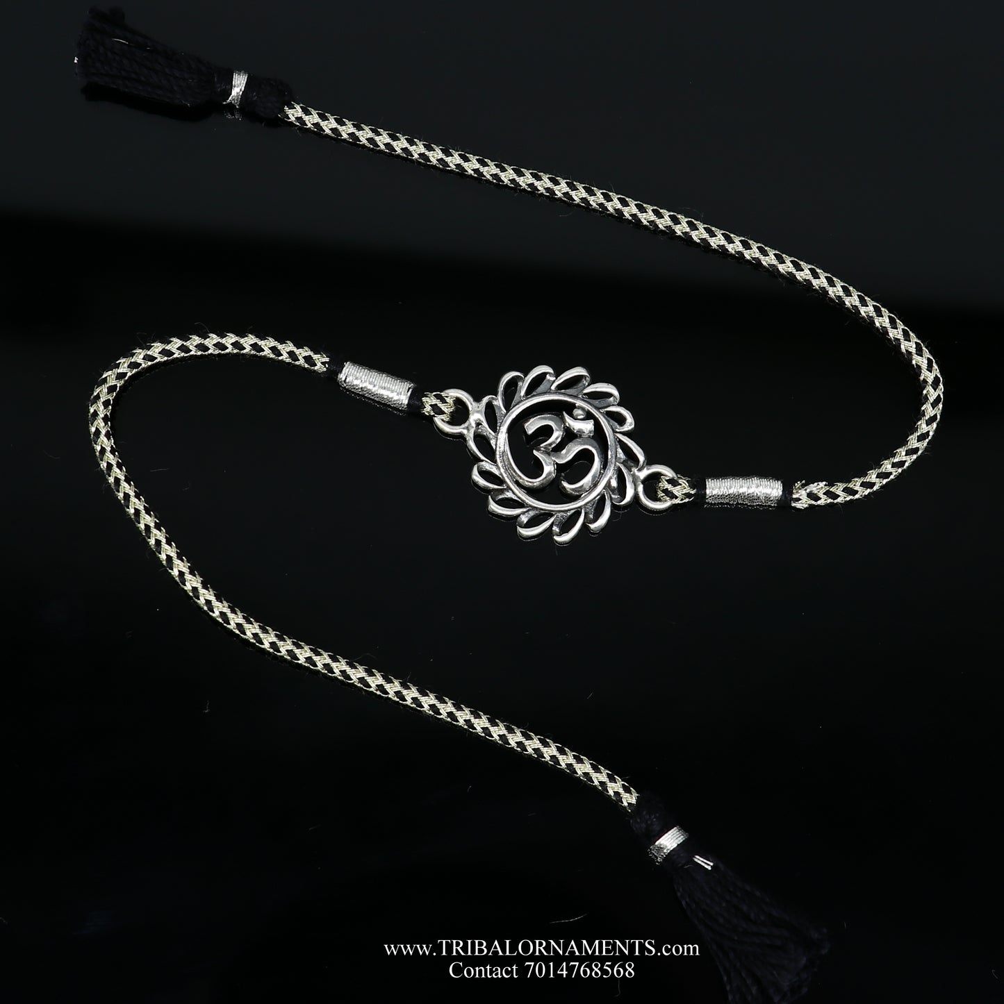 925 sterling silver handmade AUM design Rakhi Bracelet, amazing stylish gift for Rakshabandhan rk71 - TRIBAL ORNAMENTS