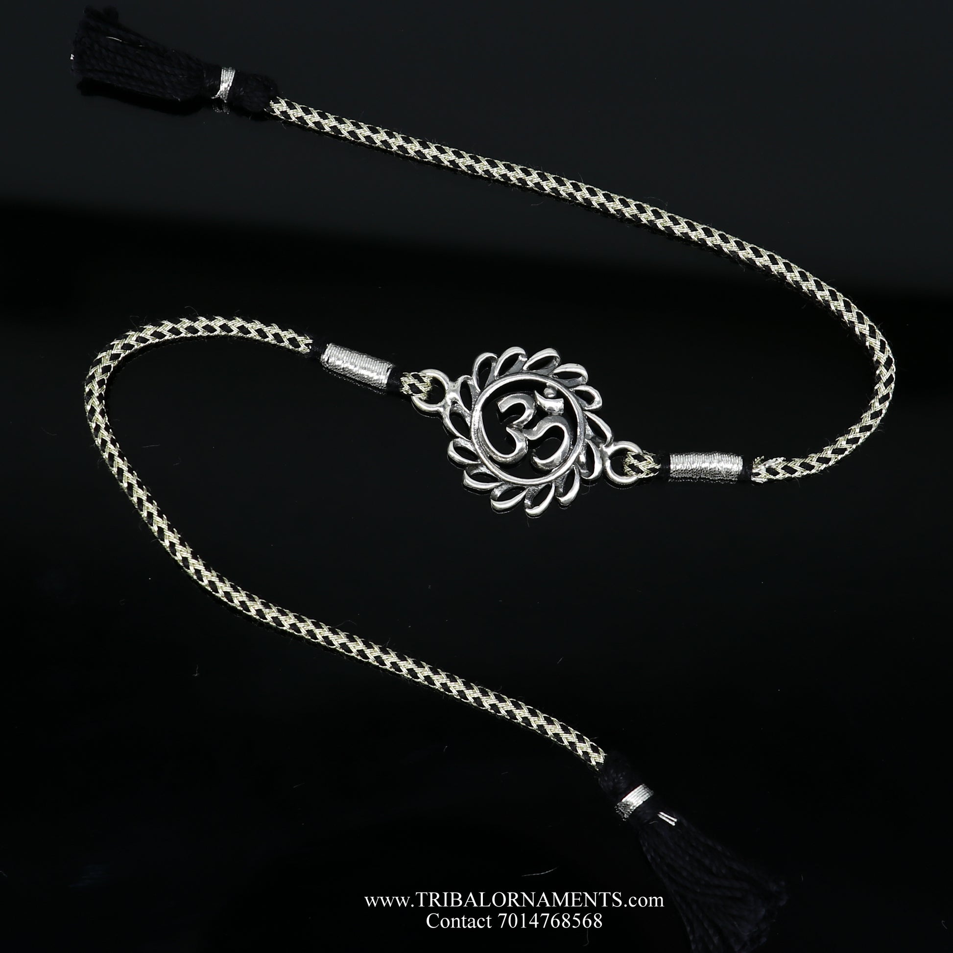 925 sterling silver handmade AUM design Rakhi Bracelet, amazing stylish gift for Rakshabandhan rk71 - TRIBAL ORNAMENTS